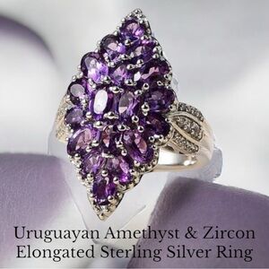 Unguayan Amethyst & Zircon Sterling Silver Ring
